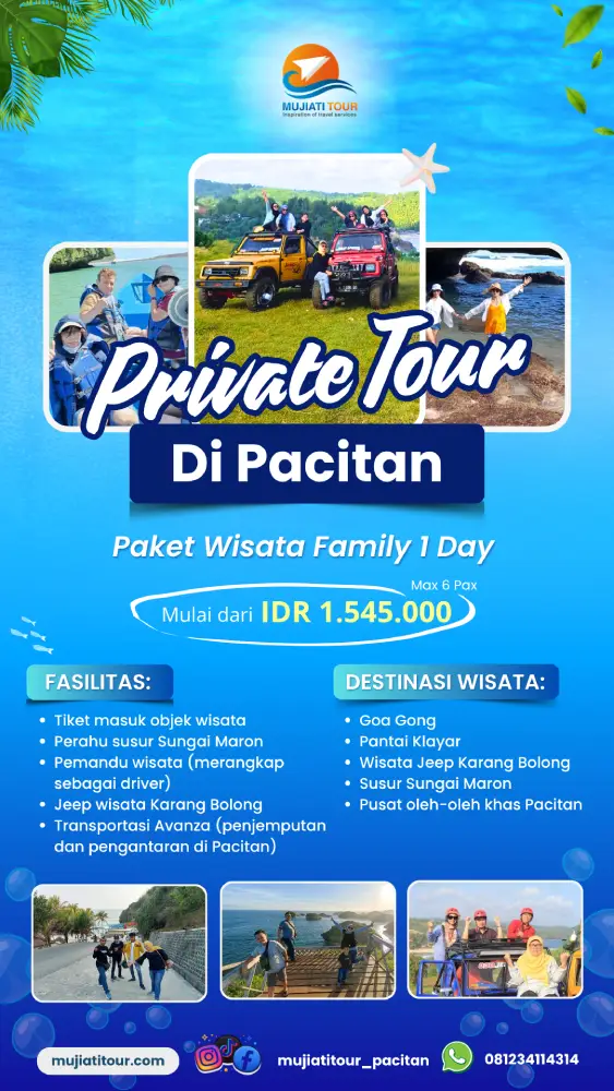 Poster paket Private Tour Pacitan Family 1 Day mulai IDR 1.545.000, maksimal 6 orang